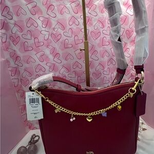 Coach Red leather Ellie Shoulder Bag with Brass Hardware